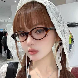Oval Shape Glasses for Women Vintage Retro Style Anti Blue Light Decorative Glasses Korean Style Female Glass
