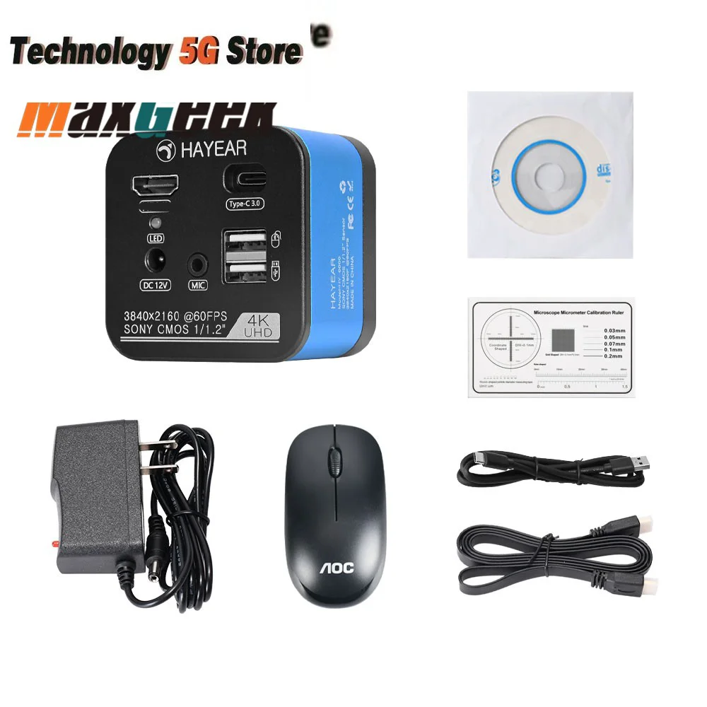 

HY-6800 Real 4K FHD 60FPS Microscope Camera Industrial Trinocular Electronic Eyepiece for Phone Repair PCB Soldering
