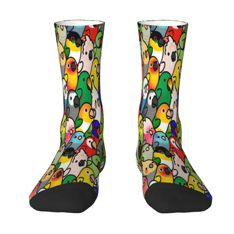 Cute Cockatiel Parrot Bird Men Women Crew Socks Unisex Fun 3D Printed Parakeet Lovebird Dress Socks