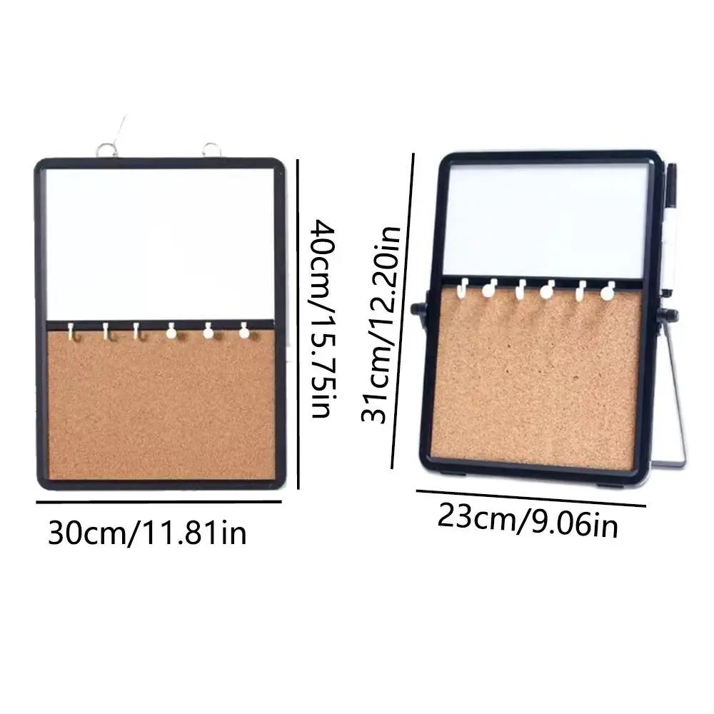 Magnetic Cork Message Board Rotate Stand Decorative Notice Pin Board Set Metal Frame Hanging/Free Standing