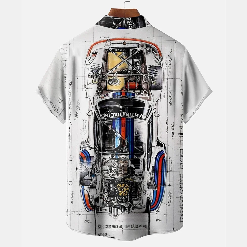 Men's Hawaiian Short Sleeve Shirt, 3D Printed Car, Oversized Shirt, Everyday Casual Wear, Comfortable and Cool in Summer