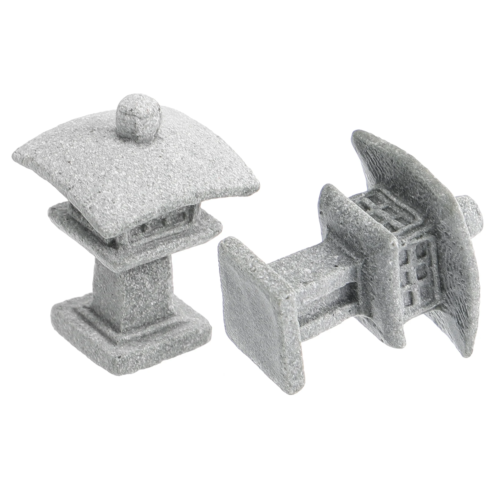 

2pcs Lantern Stone Statue Mini Pagoda Decor Japanese Zen Garden Ornaments Fish Tank Figurine Grey Miniature Tower Sculpture
