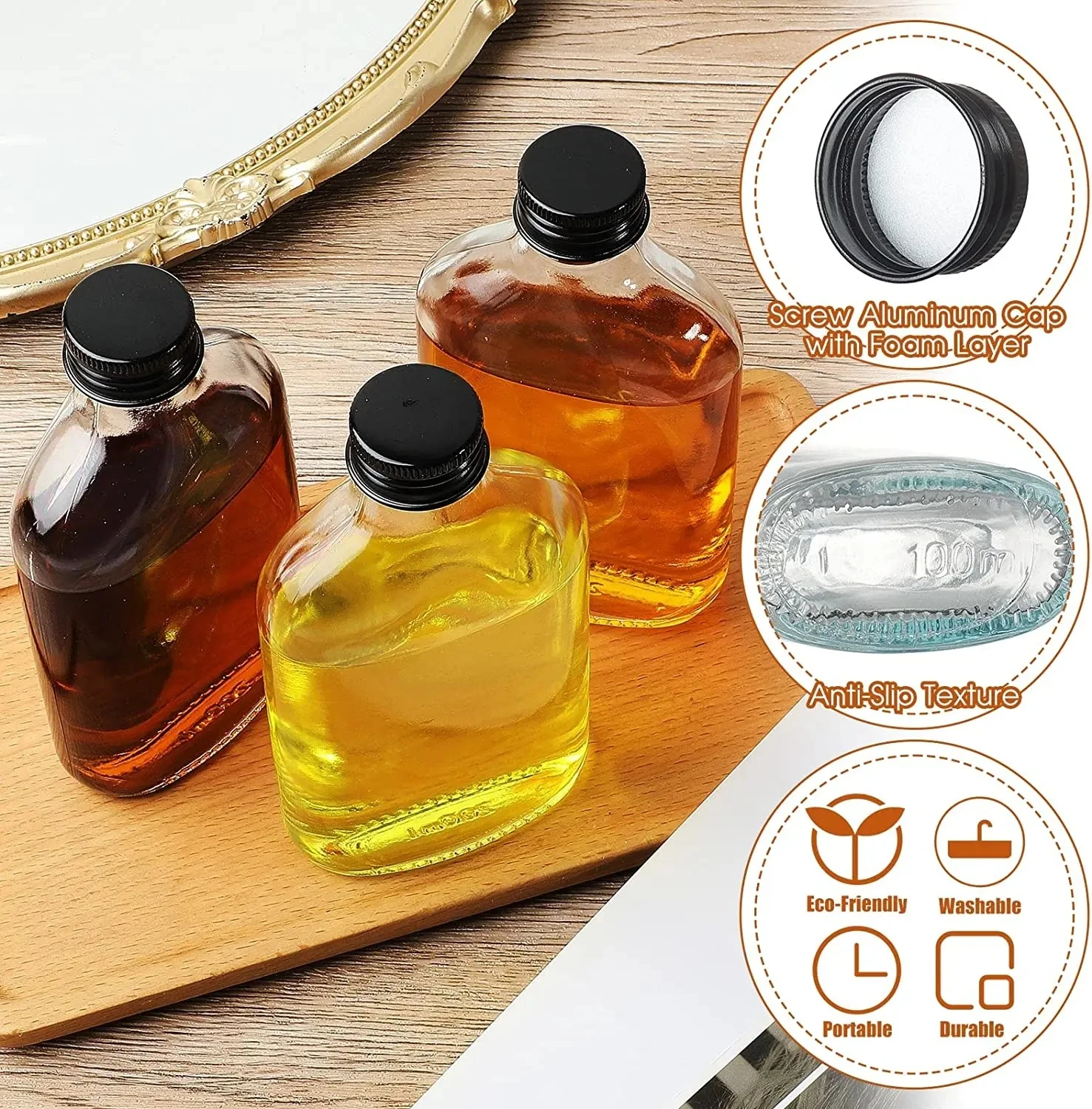 DEOUNY Mini Liquor Bottles Reusable Glass Flask Bottles With Caps Clear Bottles DIY Gift For Birthday Weddings Baby Shower Party
