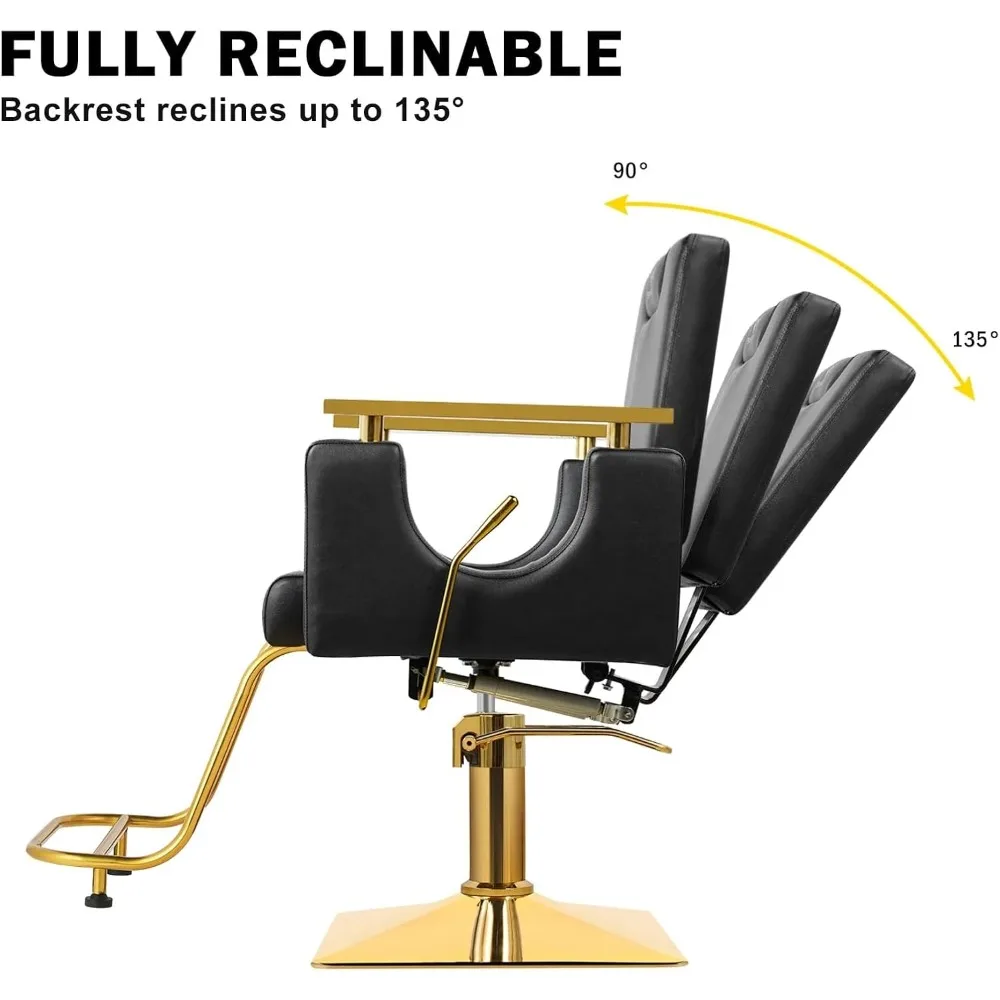 كرسي صالون، كراسي حلاقة مع مضخة هيدروليكية قابلة للتعديل لمصفف الشعر 360 °   معدات التجميل سبا دوارة الارتفاع قابل للتعديل