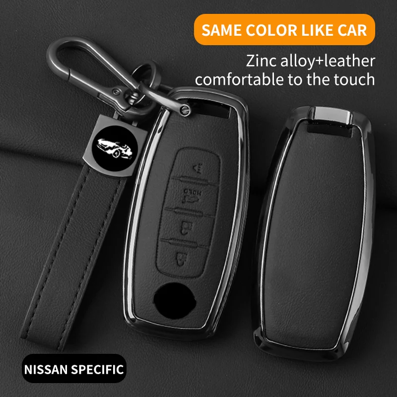 

Alloy Car Key Case Cover Protector Shell for Nissan X-trail t33 Kicks Qashqai J12 Juke Teana Altima Ariya Car Key Holder Chain