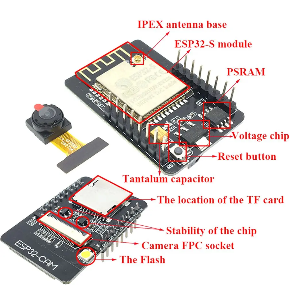 10Pc ESP32-CAM Module Wifi Cam Bluetooth-Compatibel Ontwikkelbord Voor Arduino Ov2640 Camera Micro Usb Naar Seriële Poort Nodemcu