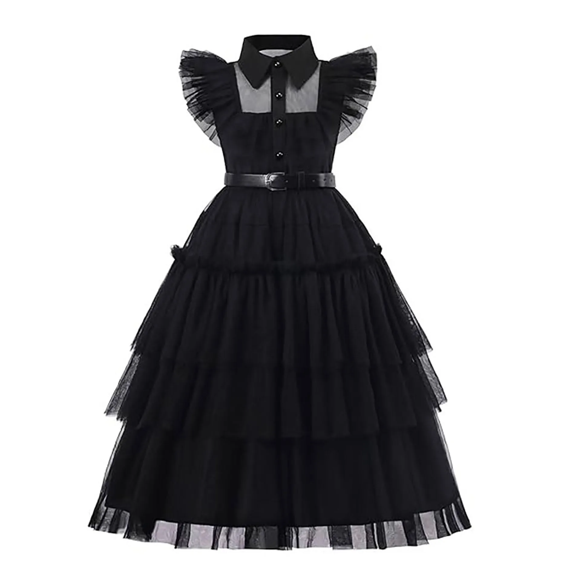 Black Halloween Fox Costume Dress Set Children's Wednesday Gift Role Playing Princess Dress