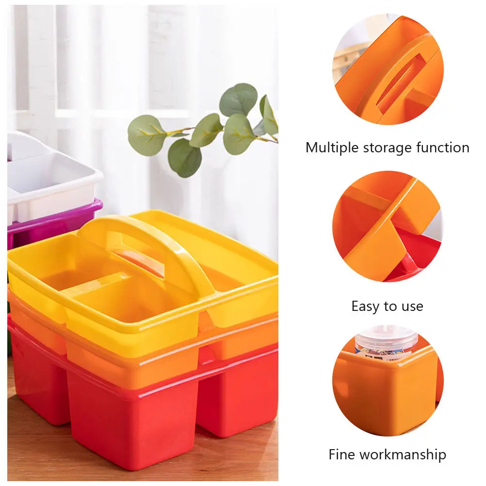 

1Pcs Plastic Multi Compartments Basket Orange Portable Painting Tool Organizer Pen Storage Case Art Supply Storage Holder