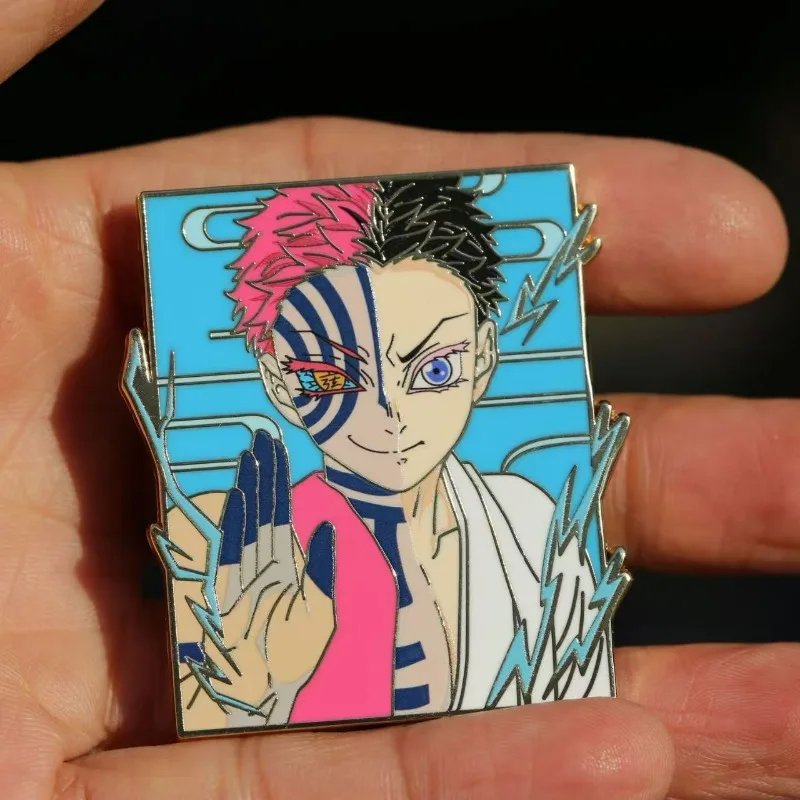 Demon Slayer Kimetsu no Yaiba Akaza (Hakuji) Enamel Pin, Upper Moon 3 Metal Brooch Badge, Anime Backpack Decoration Accessory view 3