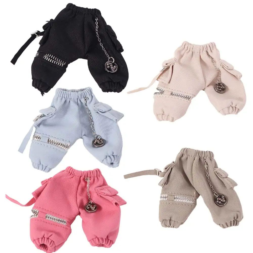 

Fashion With Pockets OB11 Trousers Chain Overalls Daily Casual Doll Cargo Pants Handmade Doll Outfit Obitsu 11 Clothes DIY Toy