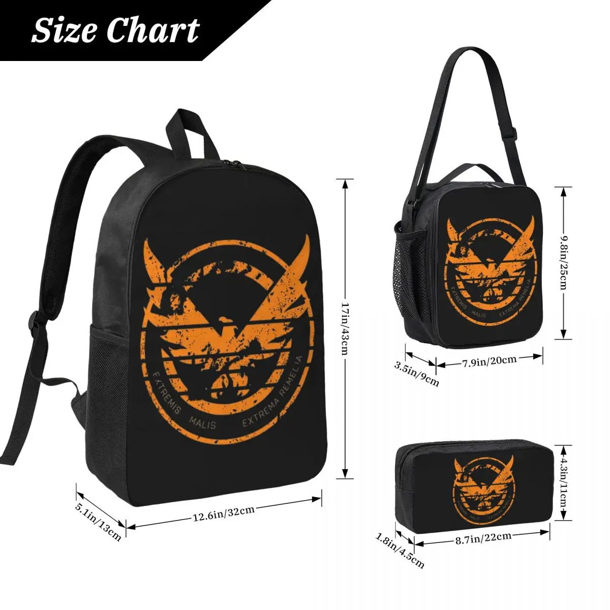 The Division 2 Shd Backpack Student Boys Girls BookBag School Bag Laptop Shoulder Bags 3ps Insulated Lunch Bag Pencil Case