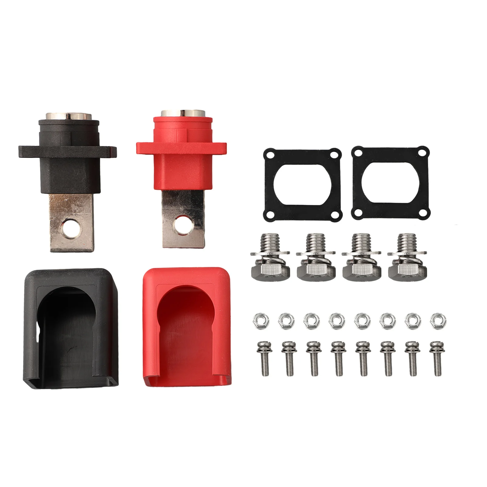 

2 Pack Lithium Battery Terminals 500A Copper Energy Storage Connector with Flame Retardant PBT Shell and Dustproof Cover