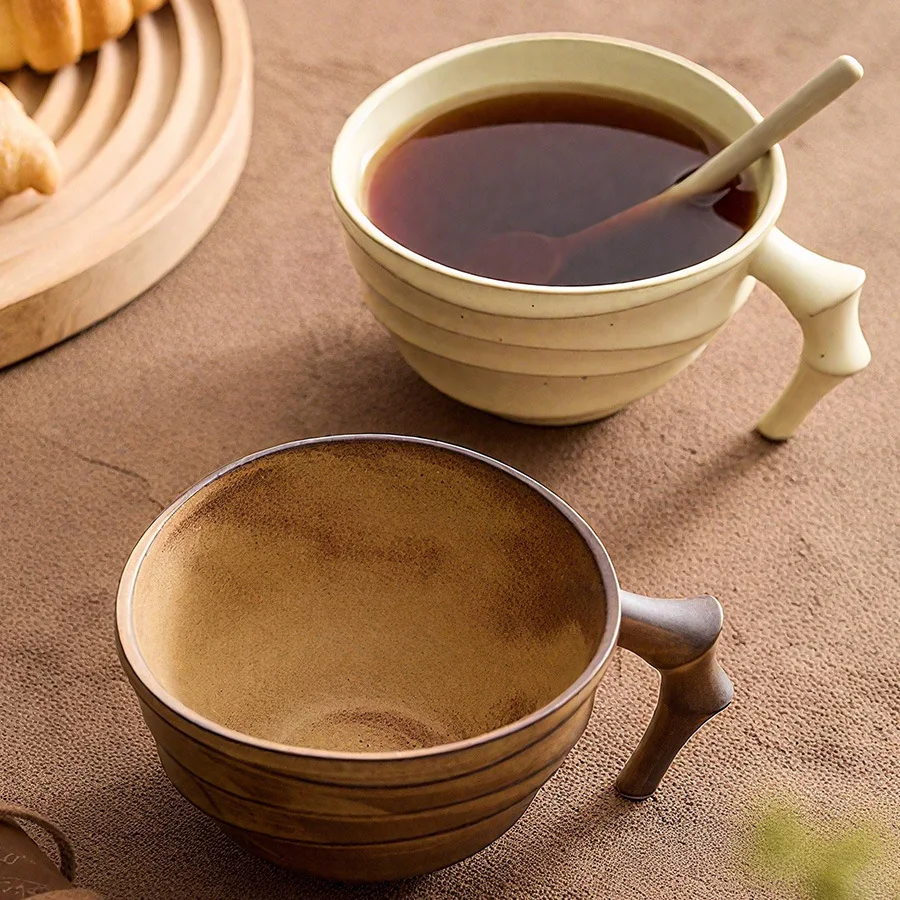 Creative Bamboo Joint Ceramic Mug Elegant Tableware For Breakfast Milk Coffee Tea Household Light Luxury Daily Drinking Cup