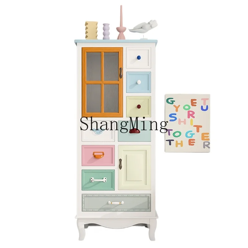

ZYH solid wood dining side wine cabinet living room shoe high cabinet bedroom drawer storage locker