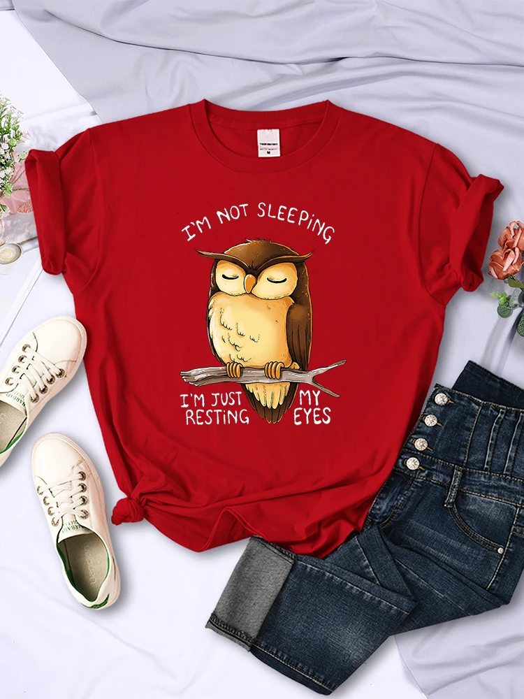 Women I'm Just Resting My Eyes Owl Female T Shirts Cartoon Street Short Sleeve Hip Hop Tshirt Casual Tops Fashion Tee Clothes