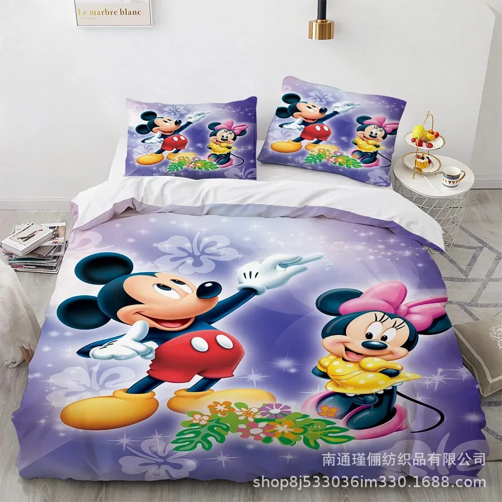 Mickey Minnie Mouse Bedding Sets Comforter Quilt Bed Cover Duvet Cover Pillow Case 2-3 Pieces Sets Kids Adult Size Home Supplies