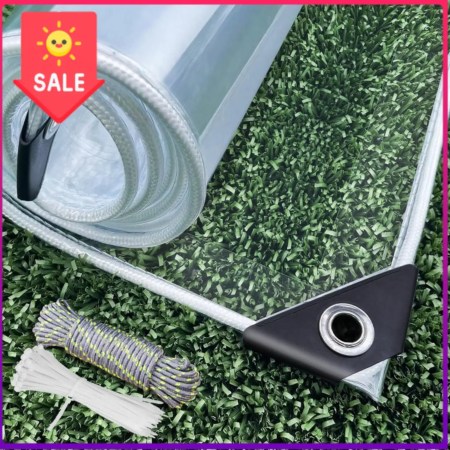 Clear Tarp Heavy Duty with Grommets 10x14 FT Waterproof PVC Tarpaulin 14 Mil for Patio Enclosure, Greenhouse Cover, Porch Roof