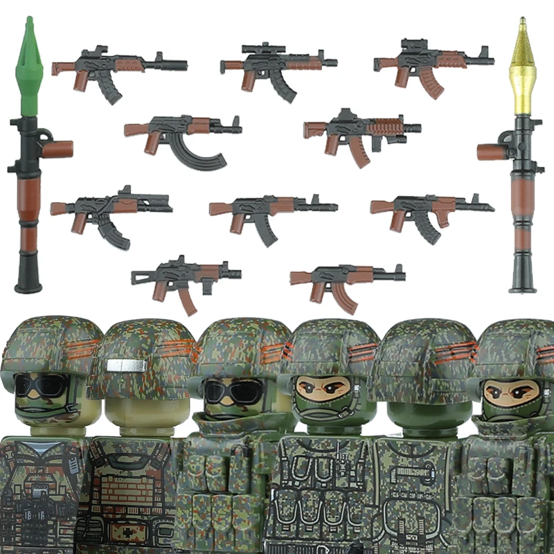Military Russia Commando Special Forces Building Block City Police Assault Figure Weapons Heavy Armor Vest Backpack Bricks Toys