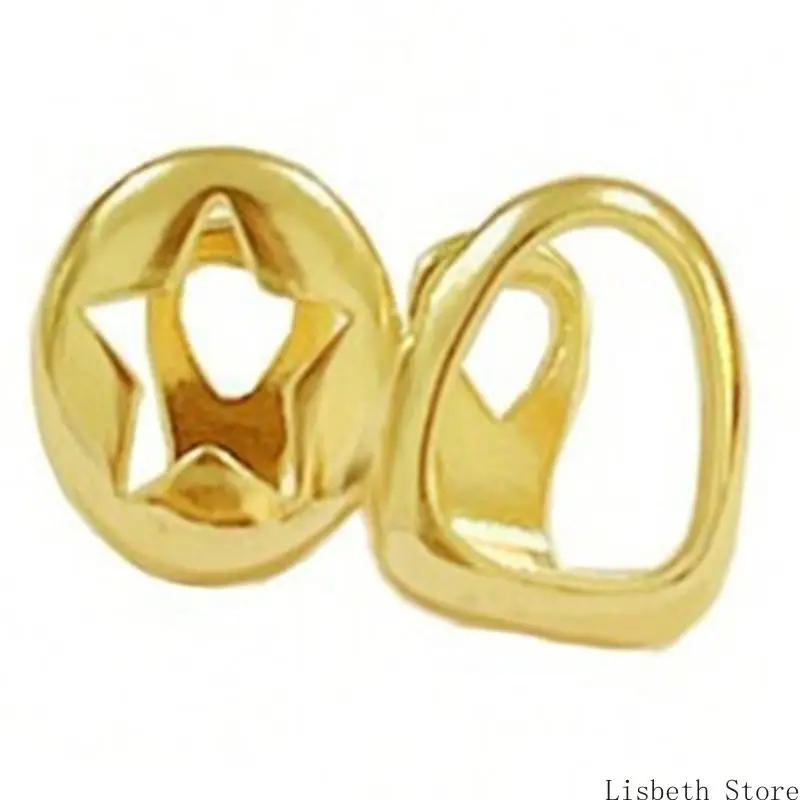 124A العصرية الهيب هوب الأسنان الأنياب شكل نجمة مستديرة النحاس الجسم مجوهرات لتأثيري #4