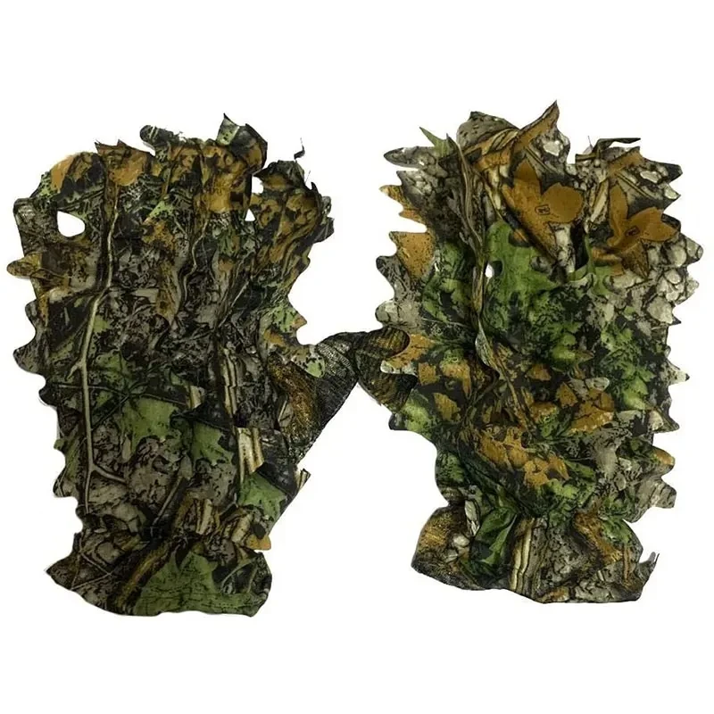 3D Leaf Camo Gloves climbing Cycling Maple leaves Bionic Camouflage Shooting Hunting thin Gloves