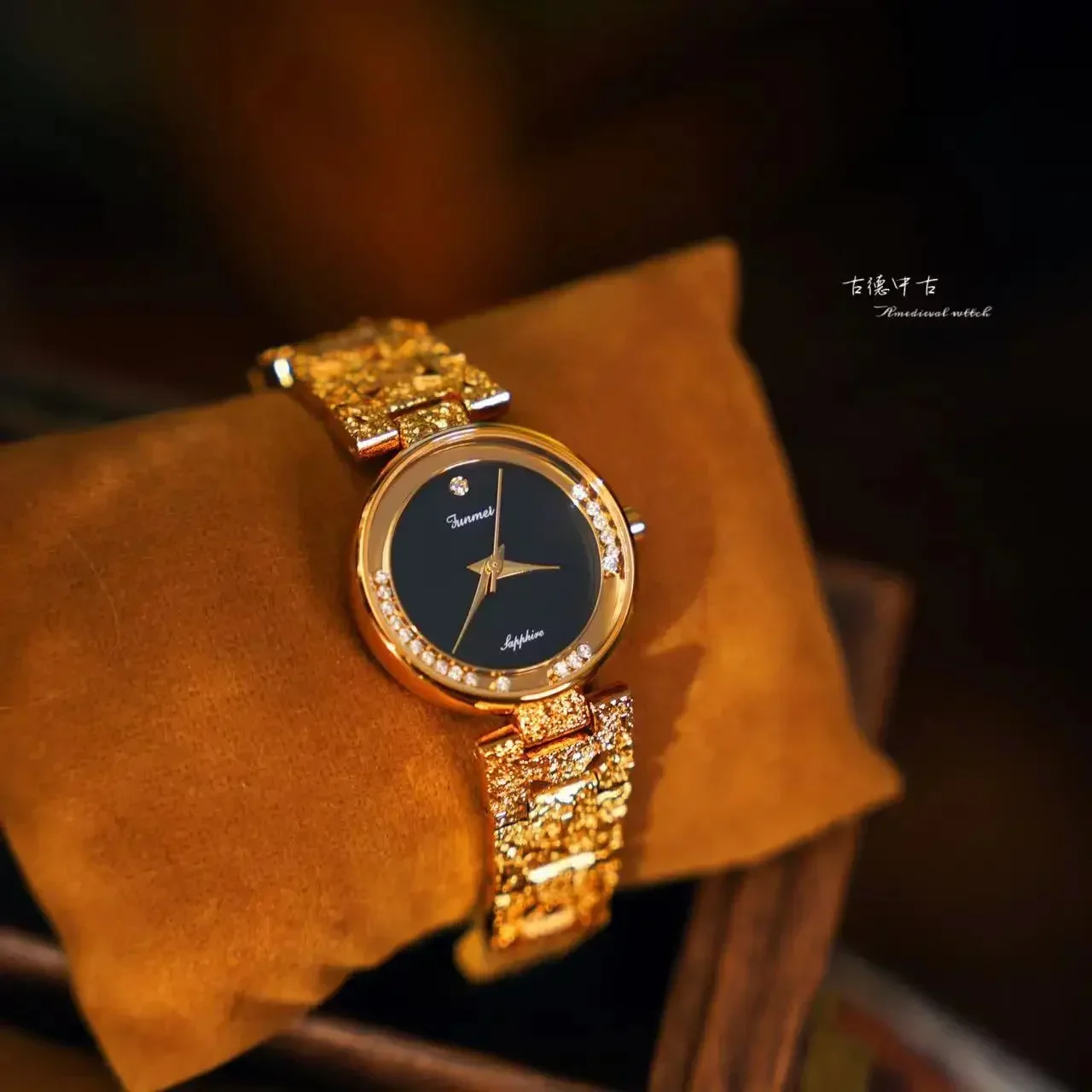 

Sapphire Crystal 24k gold plated new design women watch Japanese exquisite retro advanced Lady GIFT simple waterproof