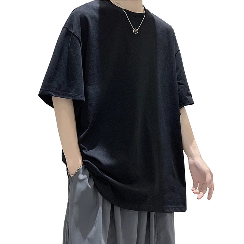 Oversized Summer Short Sleeve Men's T Shirt New Fashion Solid Loose O-Neck T Shirts Mens Cotton Hip Hop Streetwear Top Tees 5XL