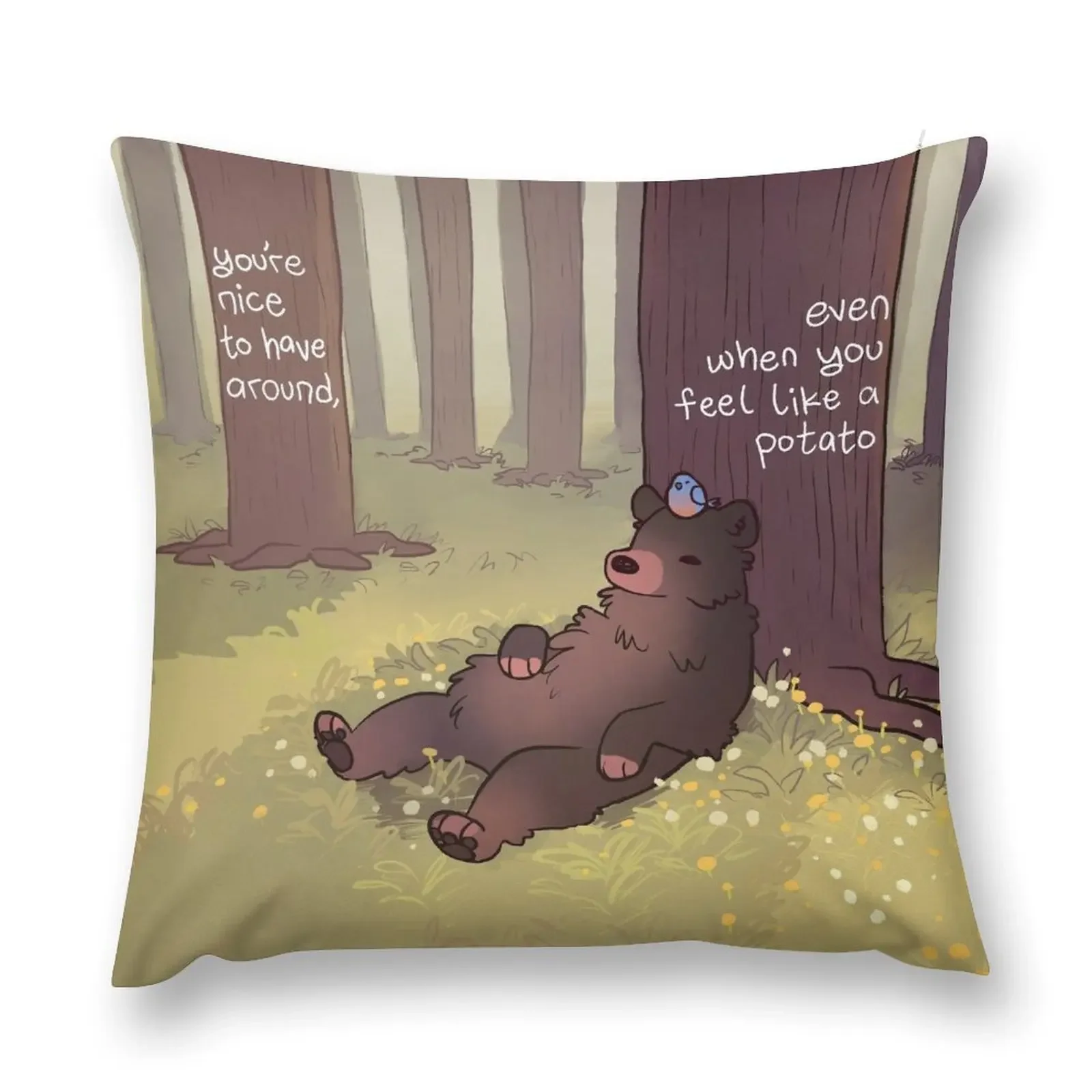 You're Nice to Have Around Blue Bird and Black Bear Throw Pillow Cushion Covers For Living Room Cushions Home Decor pillow