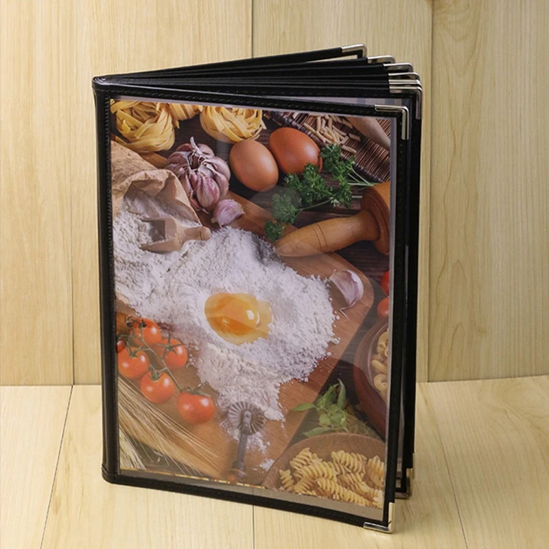 2X Transparent Restaurant Menu Covers For A4 Size Book Style Cafe Bar 8 Pages 16 View