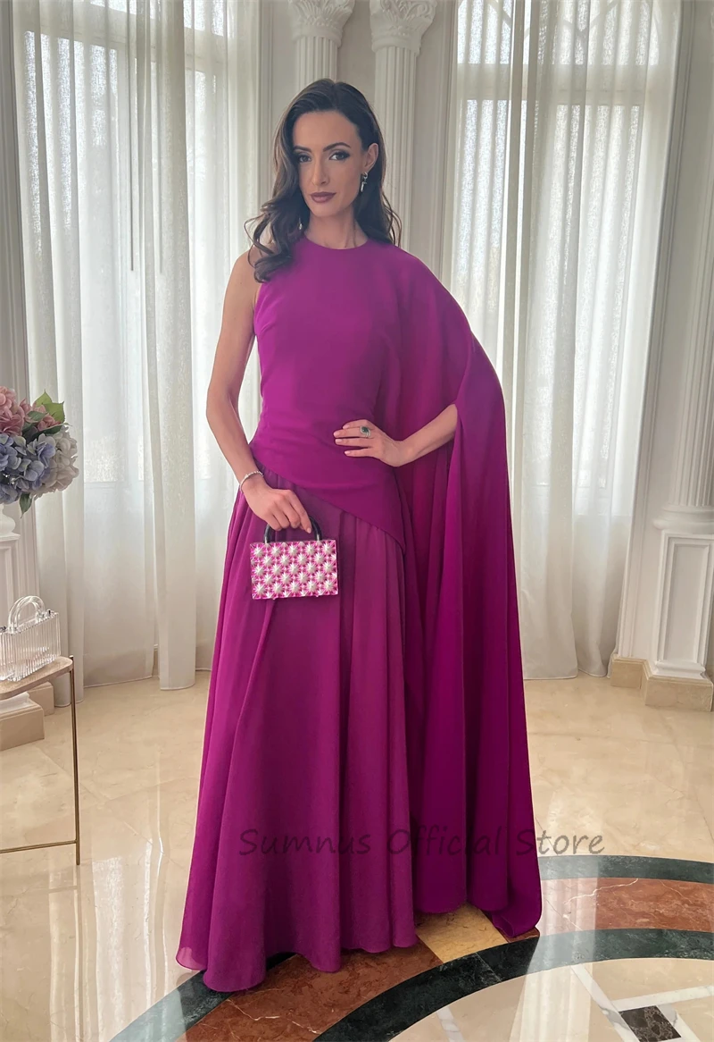 SUMNUS Newest Formal Event Prom Dresses Gown Flare One Sleeve Custom Casual Party Vestido Fuschia Purple Special Evening Gowns