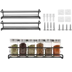 Kitchen Rack Organizer Spices Rack Multipurpose Punch-free Kitchen Accessories Set Metal Storage Rack Wall-mounted Drain Rack