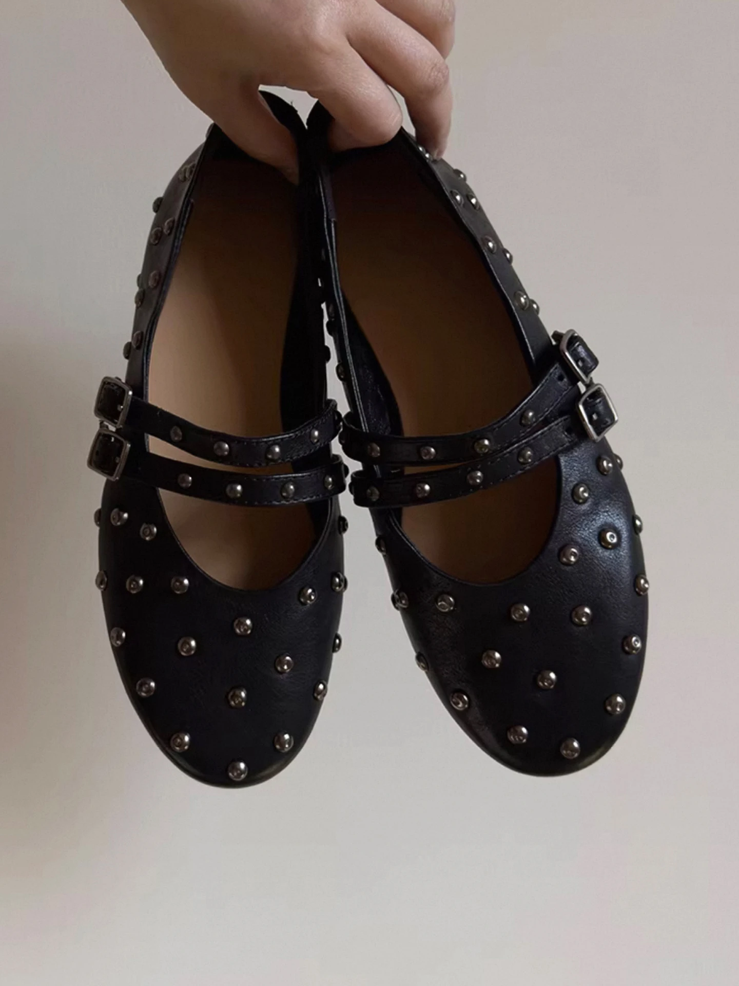 ballet-mary-jane-flat-bottom-shoes-women's-genuine-leather-soft-sole-double-strap-round-head-buckle-fashionable-casual-shoes