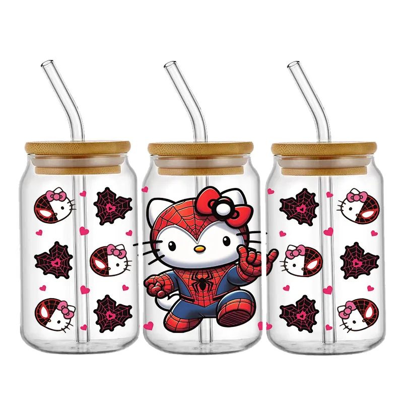 Sanrio Hello Kitty Kuromi Disney Design UV DTF Sticker for 16ozCup Glass Wrap Transfer Sticker Label DIY Logo Self adhesive