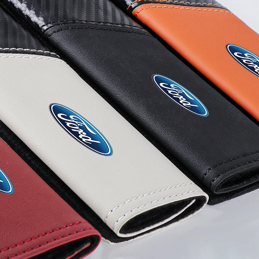 2PCS Carbon Fiber Car Seat Belt Cover Shoulder Protector Pad Accessories Wheel For Ford Kuga Mustang Focus Fiesta Ranger Mondeo - view 6