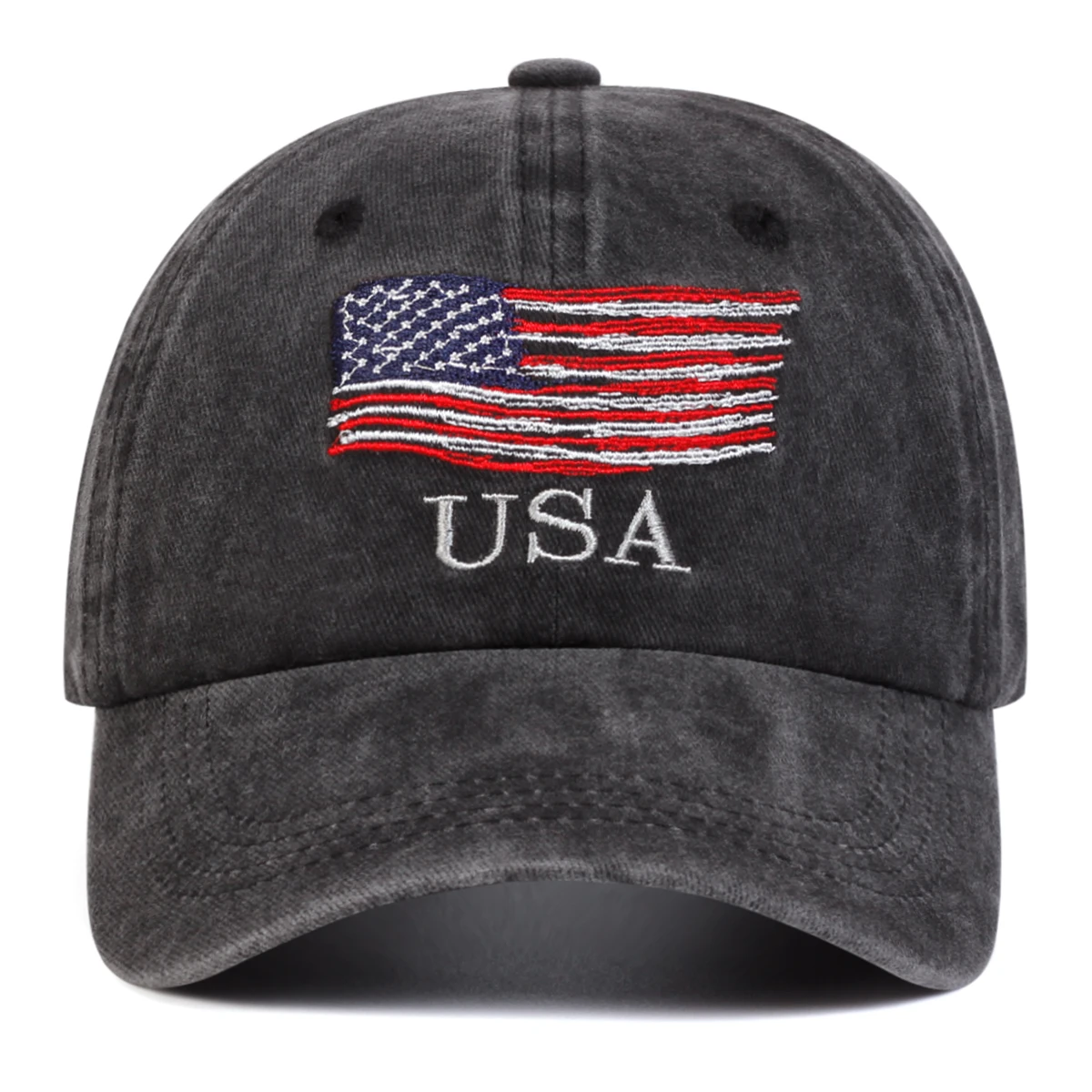 Unisex USA US Flag Embroidery Wash Czapki z daszkiem Wiosna i jesień Outdoor Regulowane czapki codzienne Kapelusz przeciwsłoneczny