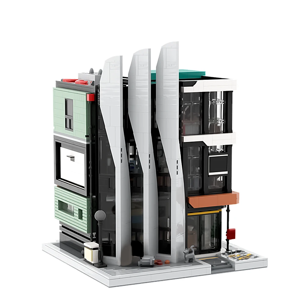 

MOC Modern Architecture The Office Boss on top Model Building Blocks Town Hall Bricks Mini Modular 10273 Haunted House Toy Gift