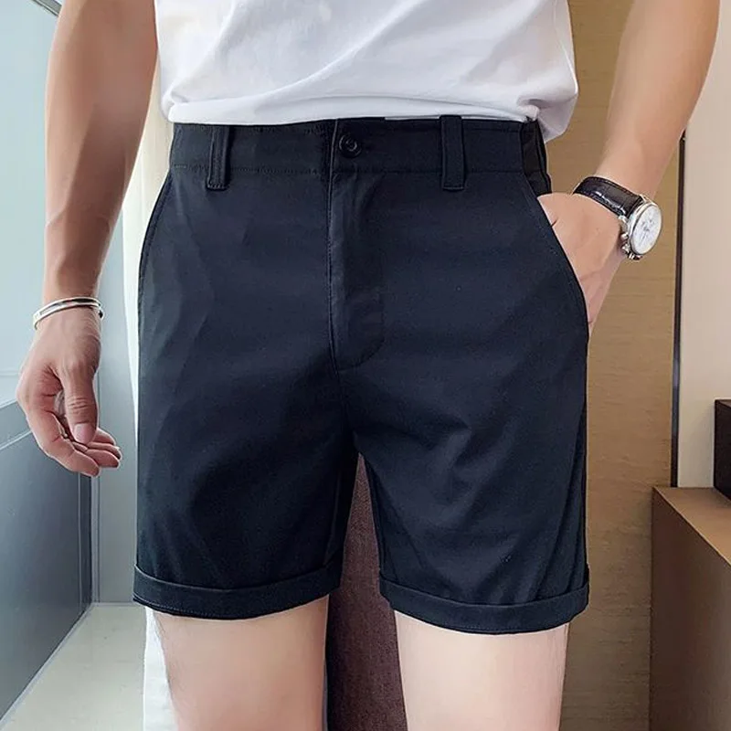 Trendy Men Summer Shorts Slim Fit Cotton Casual Workwear Shorts Korean Style Thin Breathable Fashion Shorts