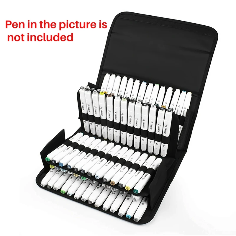 80 Slots Large Capacity Folding Marker Pen Case Art Markers Pen Storage Carrying Bag Durable Sketch Tools Organizer