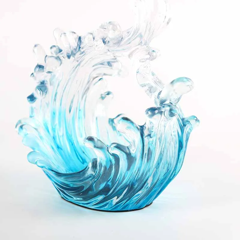 

Hot-Selling Resin Storage Ornaments Transparent Wave Sculpture Home Office Decor Art Deco Design Anniversary Celebration