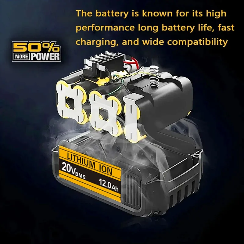 .For DeWalt 20V Max 12Ah Li‑ion Battery Replace DCB203 DCB206 DCB205 DCB204 DCB200 Cordless Drill SawScrewdriver Power Tools