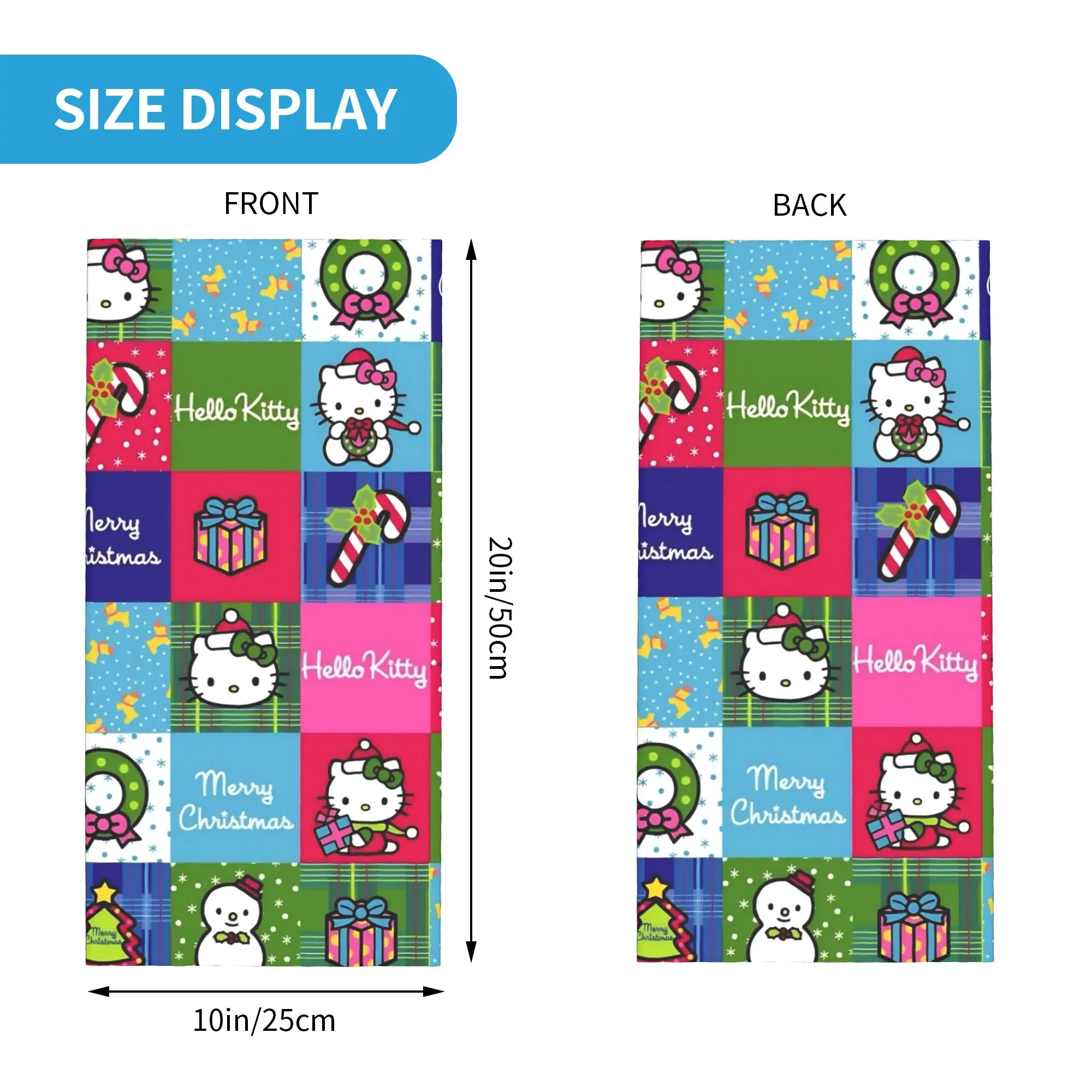 مرحبا كيتي الكرتون منقوشة باندانا الرقبة الجراب المطبوعة أقنعة قناع وشاح الدراجات الرياضة في الهواء الطلق الرجال النساء الكبار تنفس #2