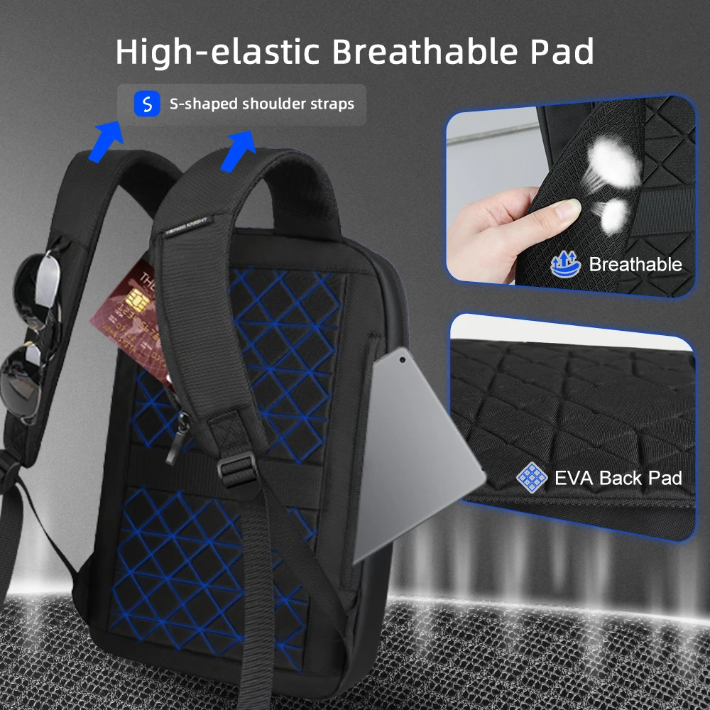 HcanKcan رجال الأعمال على ظهره سليم مقاوم للماء 15.6 بوصة حقيبة لابتوب عادية كلية حقيبة المدرسة حقيبة السفر حقائب العمل #6