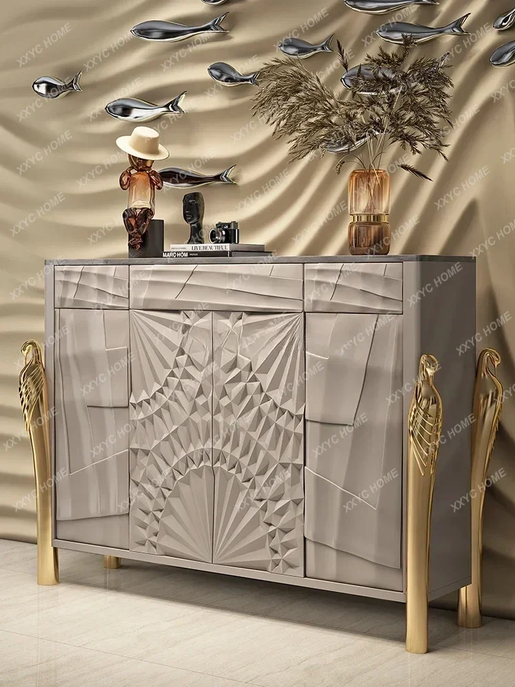 

Light luxury rock slab solid wood shoe cabinet Entry door cabinet Simple modern living room storage locker