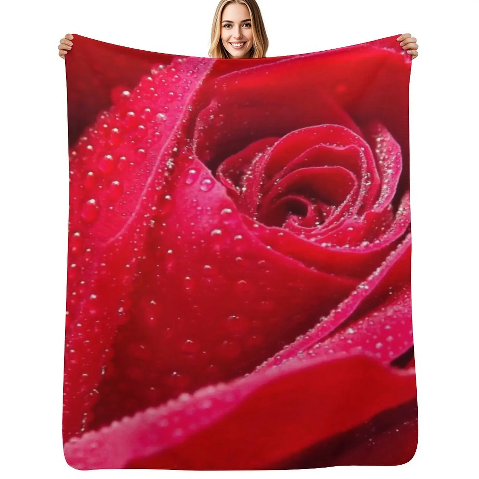 

Wet Rose Throw Blanket Kid'S Beautifuls Furry Soft Big Blankets