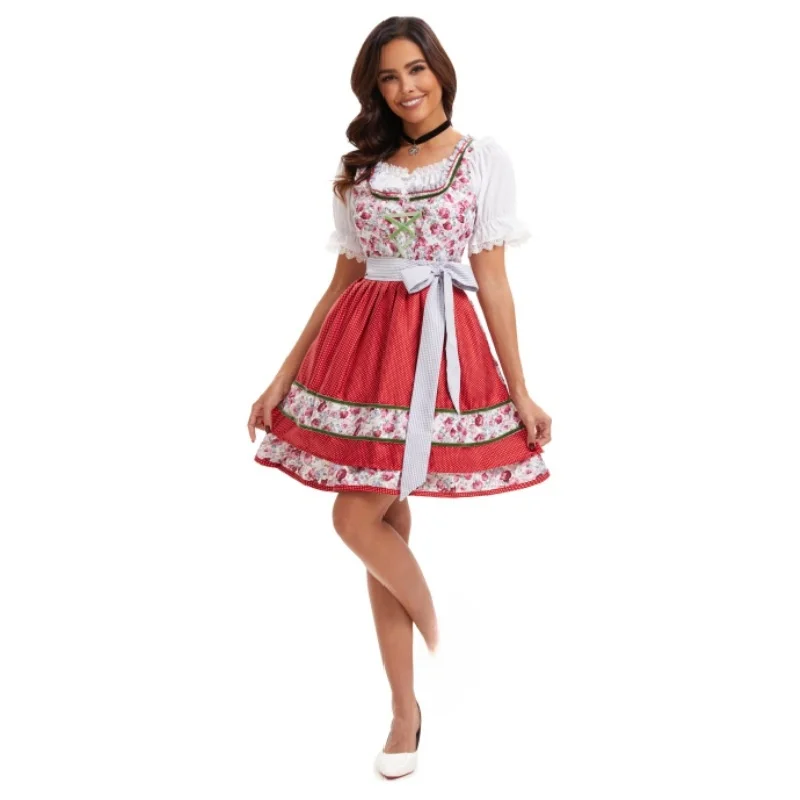 

Halloween Bavarian Maid Uniform Munich Beer Festival Stage Performance Costume Outfit Traditional Ethnic Women's Clothing