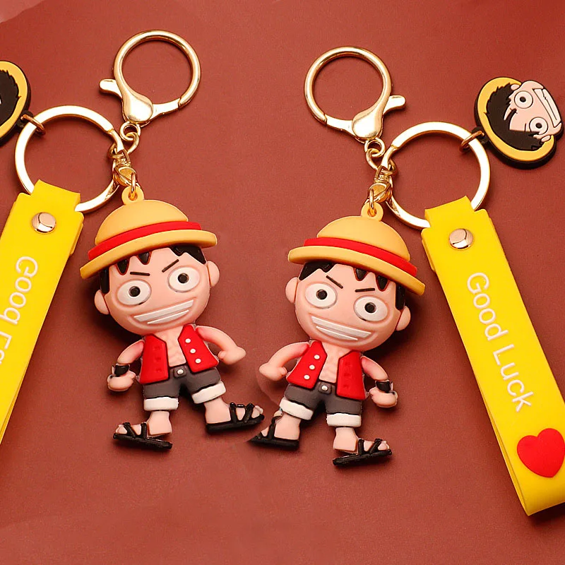 Cartoon Anime One Piece Keychain Monkey D. Luffy Doll Backpack Pendant Car Key Ring Ornaments Jewelry Gifts