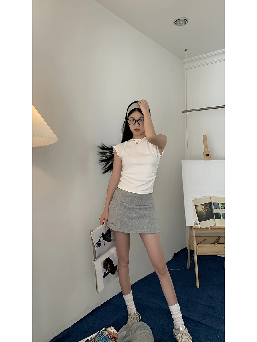 

Юбка трапециевидной формы, женская модная летняя новинка, с низкой талией, пригородная юбка из смеси хлопка, полиэстер, спандекс, смесь