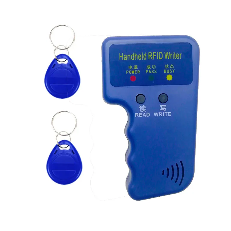 Handheld 125KHz EM4100 TK4100 RFID Copier Writer Duplicator Programmer Reader Rewritable + 2pcs T5577 Rewritable Keyfobs Tags