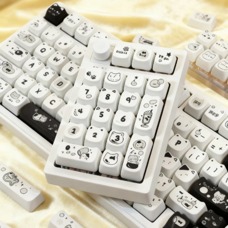 

Maorbeng MOA Profile Keycap Set Cute Line Art Cat Design 140 шт. PBT термосублимационный аксессуар для печати прочная замена