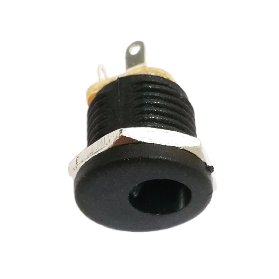 50Pcs DC-005 Black Direct DC Power Jack Socket Connector Round Nut Copper Contact & High Temperature Resistance 5.5*2.5mm