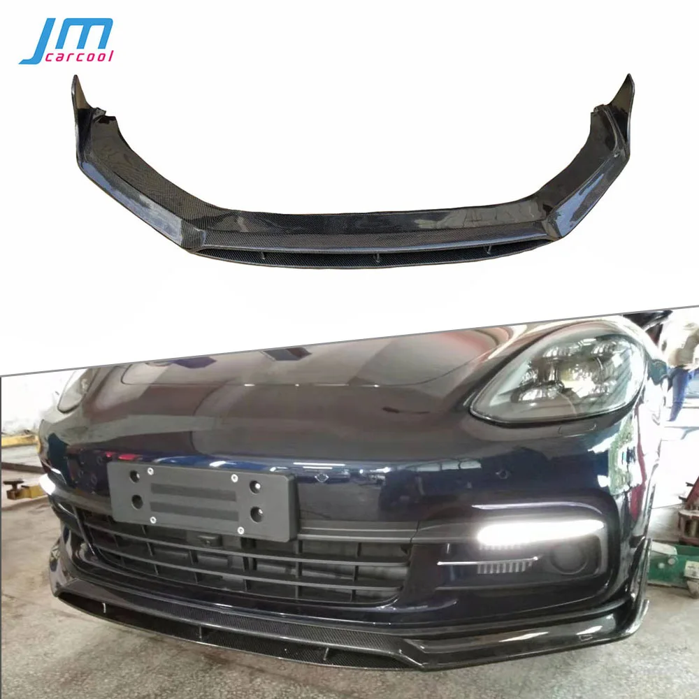 Real Carbon Fiber / FRP Front Lip Spoiler Aprons For Porsche Panamera 971 2017 2018 2019 Head Bumper Chin Shovel
